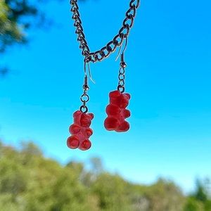 reddish orange 🍊 gummy bear earrings 🧸